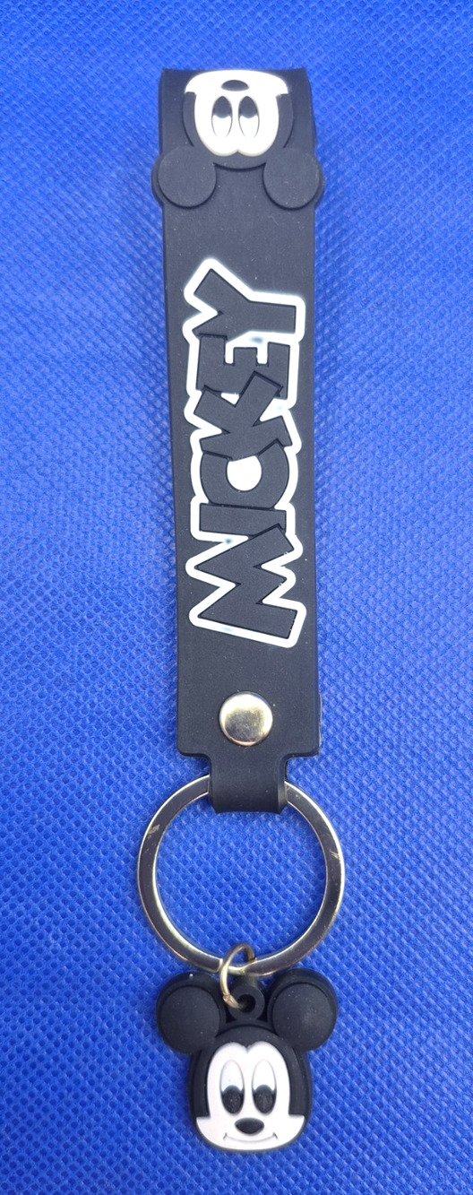 Disney Mickey Mouse Silicone Wristlet Keychain Black White